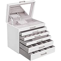 SONGMICS Joyero con Gran Capacidad- Joyero de 6 Niveles- con Cajón y Espejo- para Bisuterías- Relojes- Cosméticos…